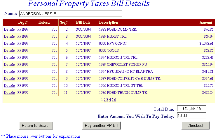 Total bill example screen